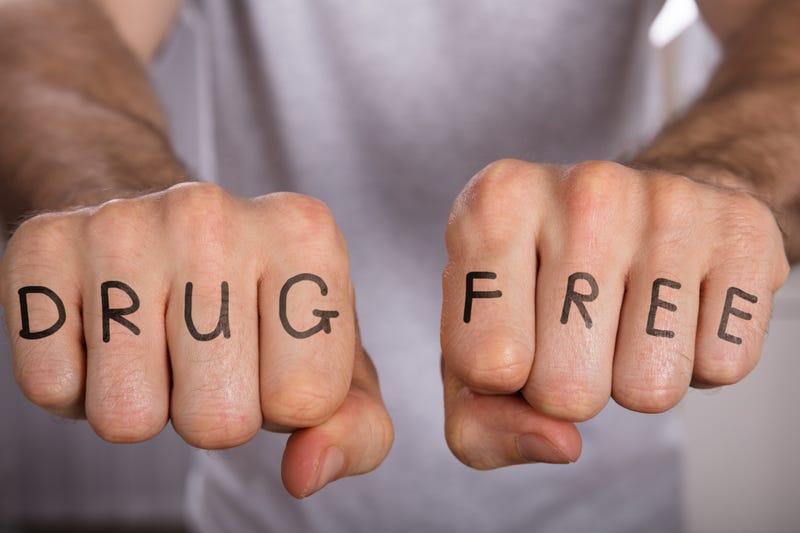 "Drug Free" concept on fist