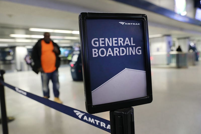 NEW YORK, NY - FEBRUARY 16: An Amtrak sign directs passengers at New York's Pennsylvania Station on February 16, 2018 in New York City. 