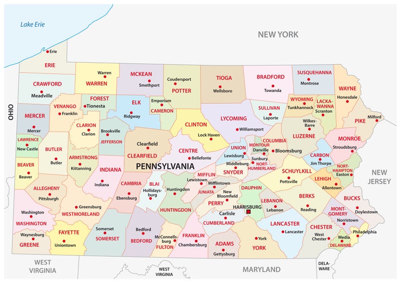 Pennsylvania administrative and political map