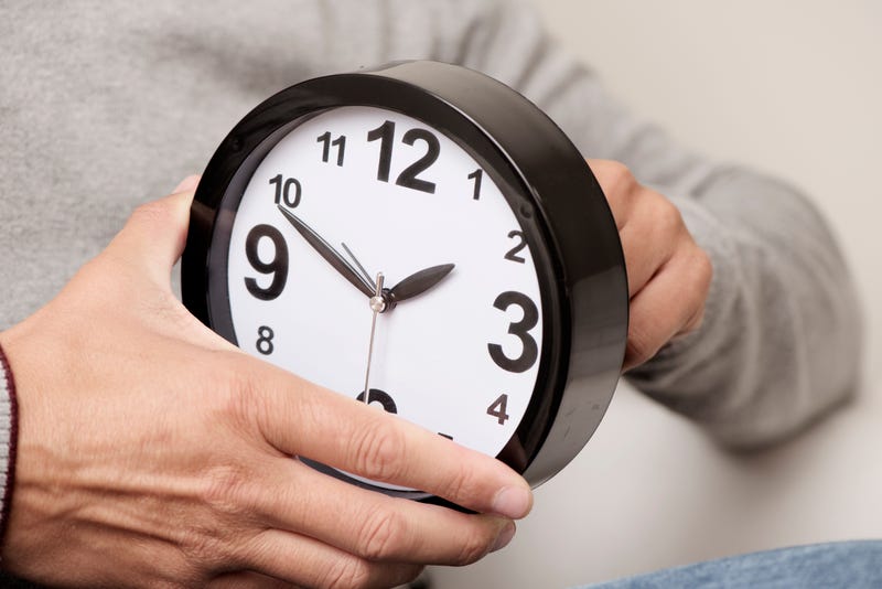 Stock photo of person changing clock
