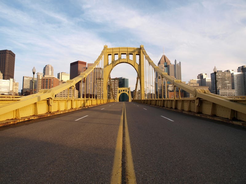 Empty Pittsburgh Bridge - stock photo