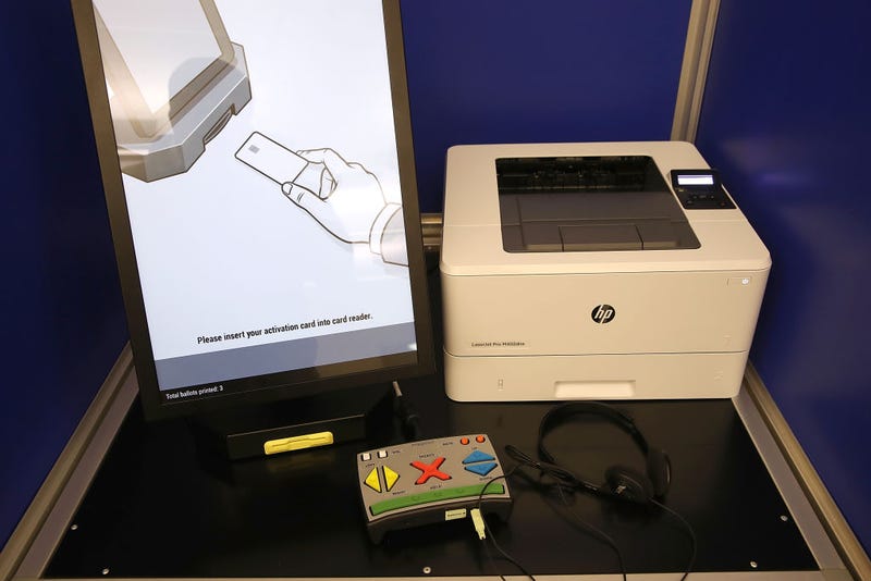 The ImageCast X ballot marking device is displayed at the Sacramento County Department of Voter Registration and Elections on March 5, 2018 in Sacramento, California. 