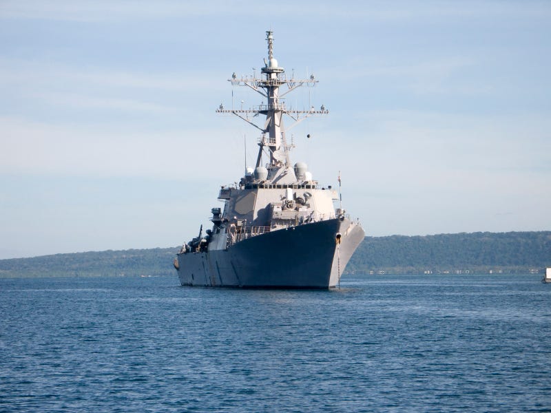 A US Navy warship. 