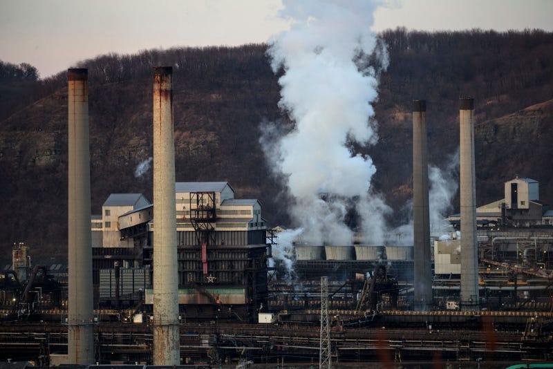 Steam is emitted from U.S. Steel Clairton Works,