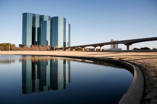 Glass towers in Irving, TX