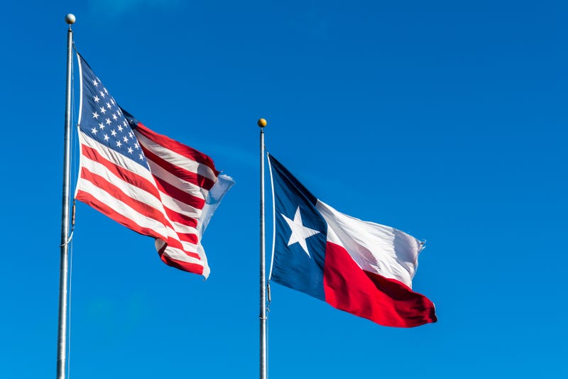 The American and Texan flags