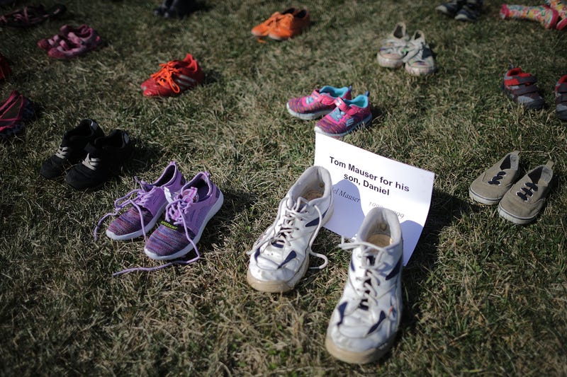 7,000 pairs of shoes on the U.S. Capitol lawn representing children killed by gun violence since the Sandy Hook Elementary School shooting.