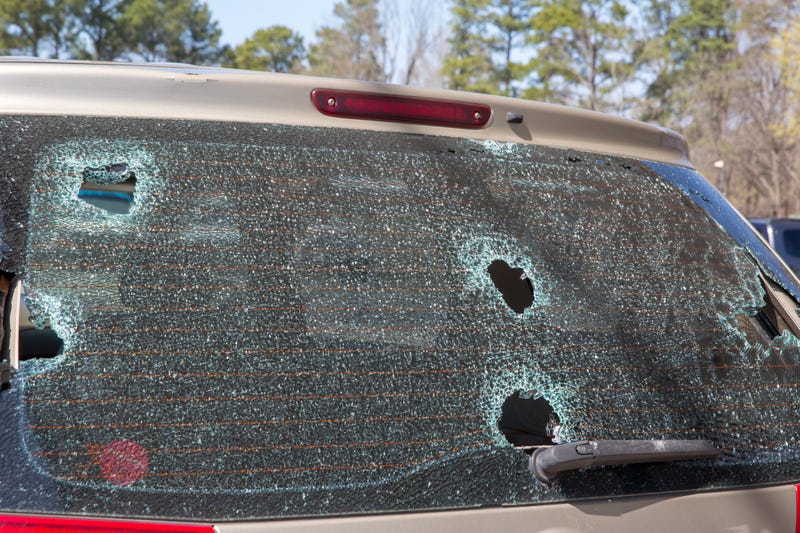Hail damage to car