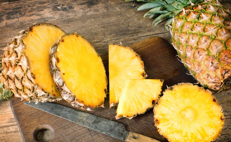 Pineapples on a wooden table