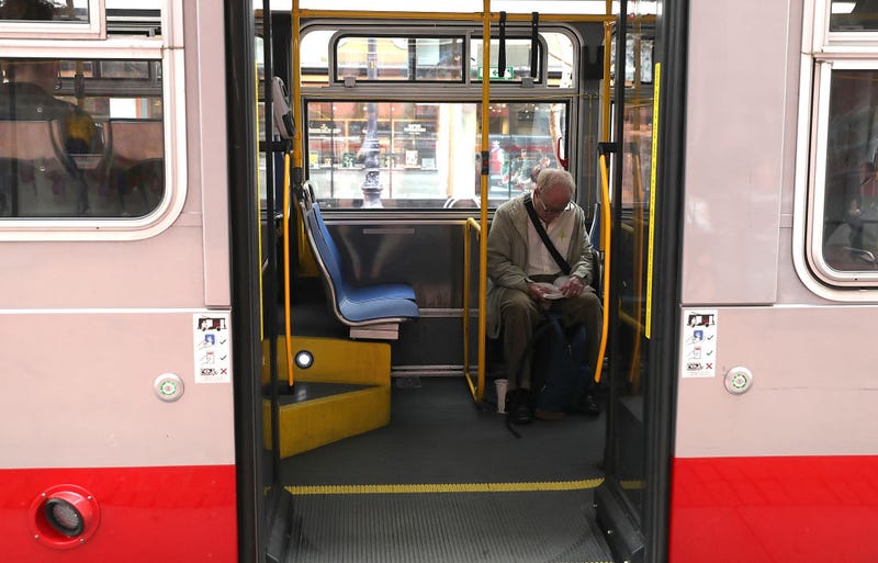 A passenger sits on a MUNI bus on March 21, 2018 in San Francisco, California. According to a report by advocacy group TransitCenter, transit ridership declined in 31 of 35 major metropolitan cities in the U.S. in 2017. 