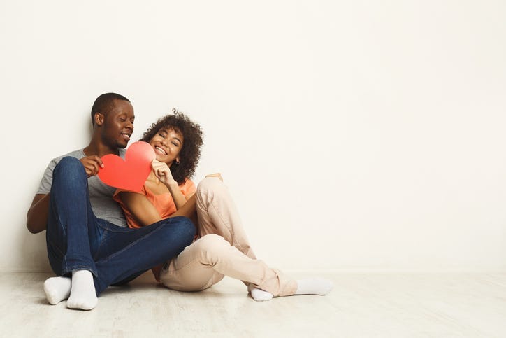 couple at home for Valentine's Day