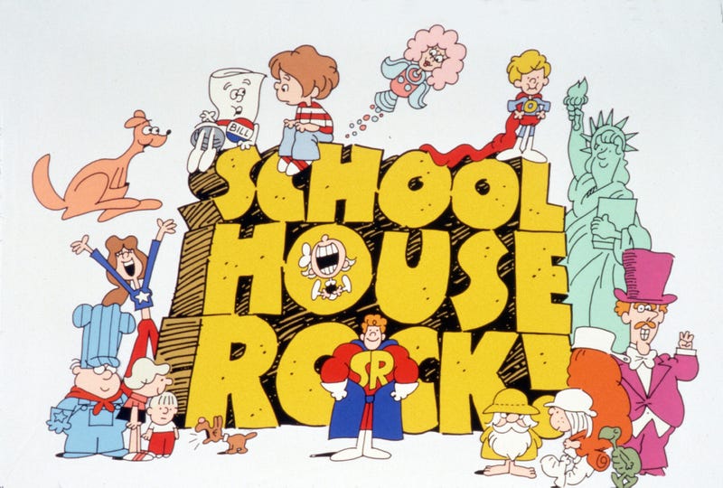 Walt Disney Television via Getty Images's SCHOOLHOUSE ROCK! - 1979, Tracking #15211, 45312A, On Saturday mornings, the three-minute long Emmy Award-winning musical vignettes of "Schoolhouse Rock!" (1972-85) educated children about math, grammar, science, history and finance. Tom Yohe and George Newall were the original creative forces of the series.