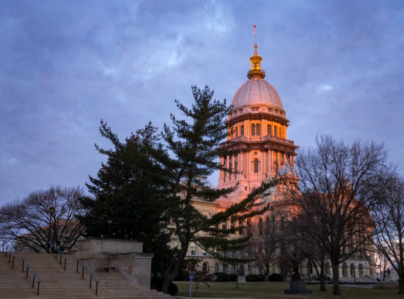Illinois State Capitol building at sunrise in Springfield, Illinois