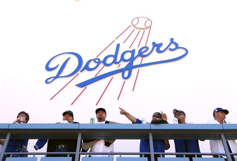 Los Angeles Dodgers fans before the game against the San Francisco Giants during the 2018 Major League Baseball opening day at Dodger Stadium on March 29, 2018 in Los Angeles, California.