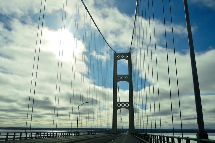 a view of the Mackinac Bridge