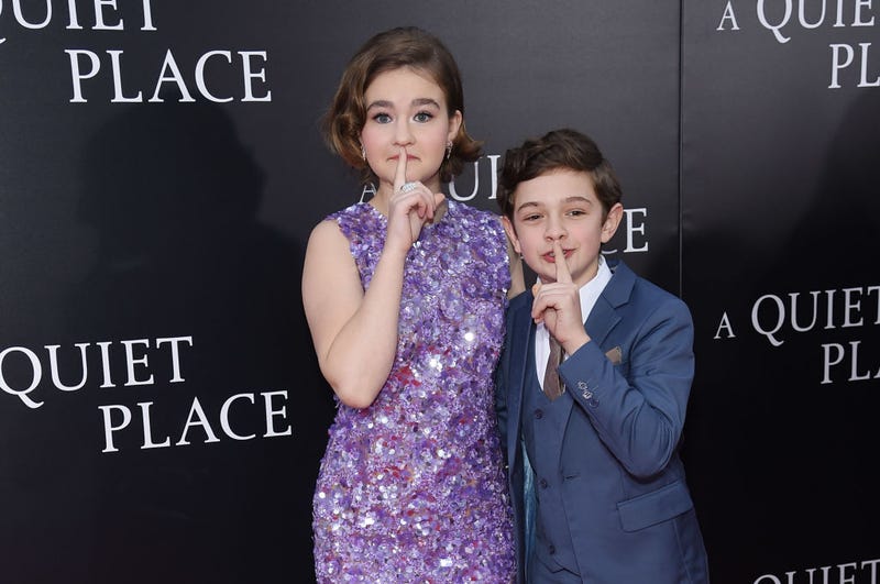 Millicent Simmonds and Noah Jupe attend the premiere for "A Quiet Place".