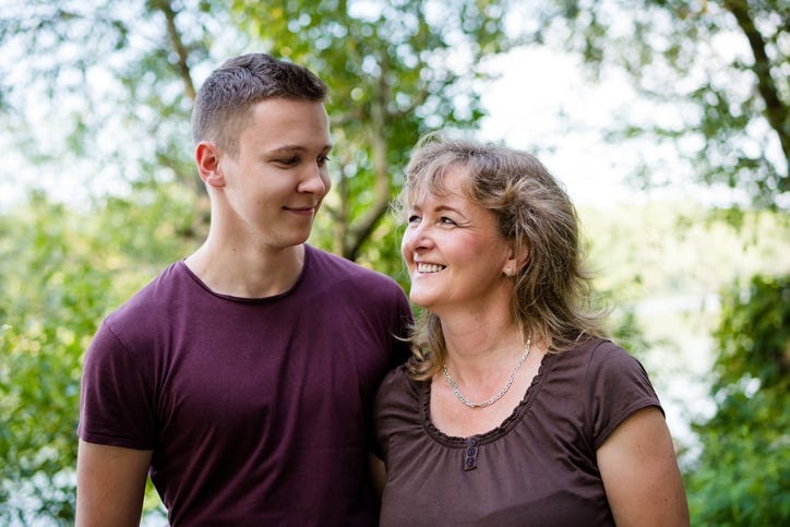 Teen with mom
