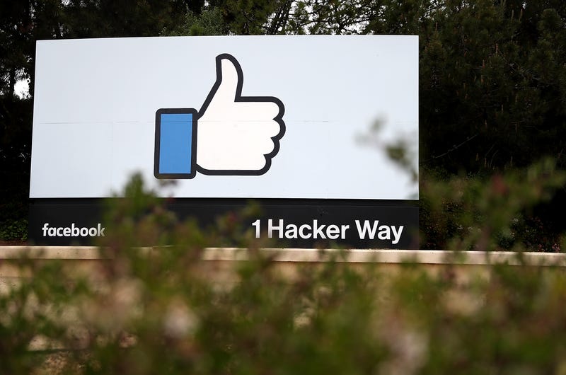A sign is posted outside of Facebook headquarters on April 5, 2018 in Menlo Park, California. 