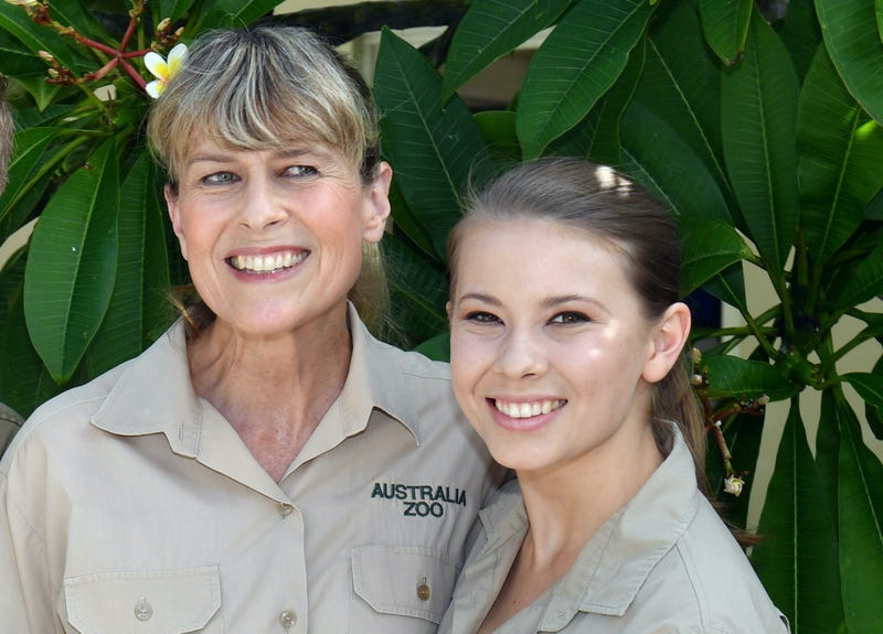 Terri Irwin and Bindi Irwin pose for a photo before a roundtable meeting,