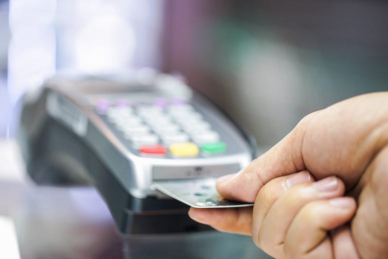 Man using credit card