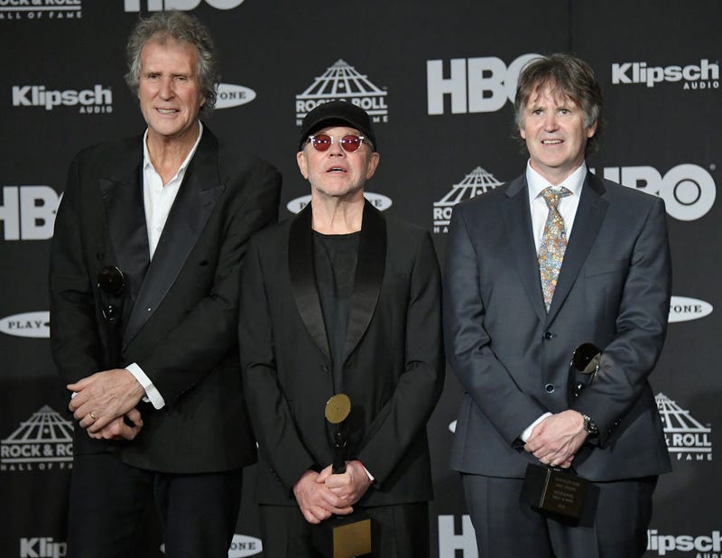 (L-R) Inductees John Illsley, Alan Clark and Guy Fletcher of Dire Straits attend the 33rd Annual Rock & Roll Hall of Fame Induction Ceremony at Public Auditorium on April 14, 2018.