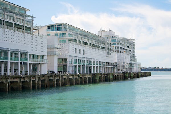 Apartment block floating on water