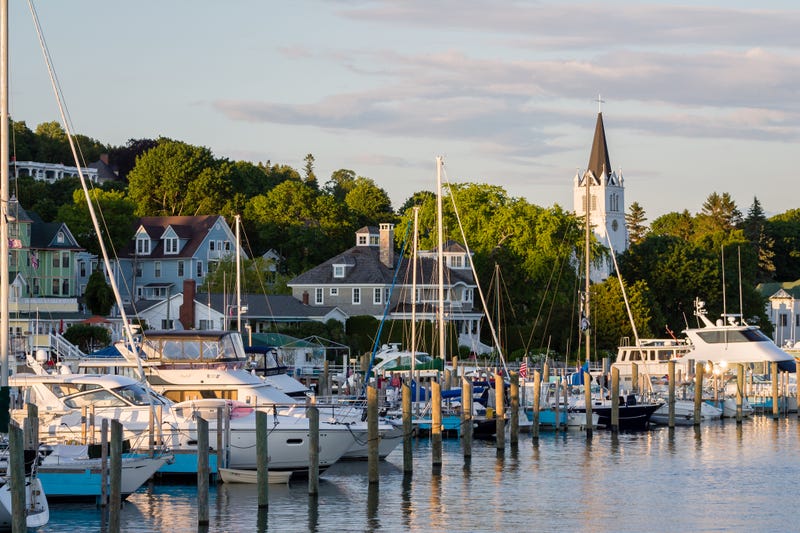 Boats in the Mackinac Island harbor