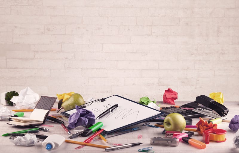 messy school supplies