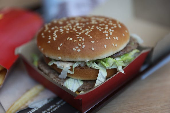 A McDonald's Big Mac is seen on a tray on April 30, 2018 in Miami, Florida. 