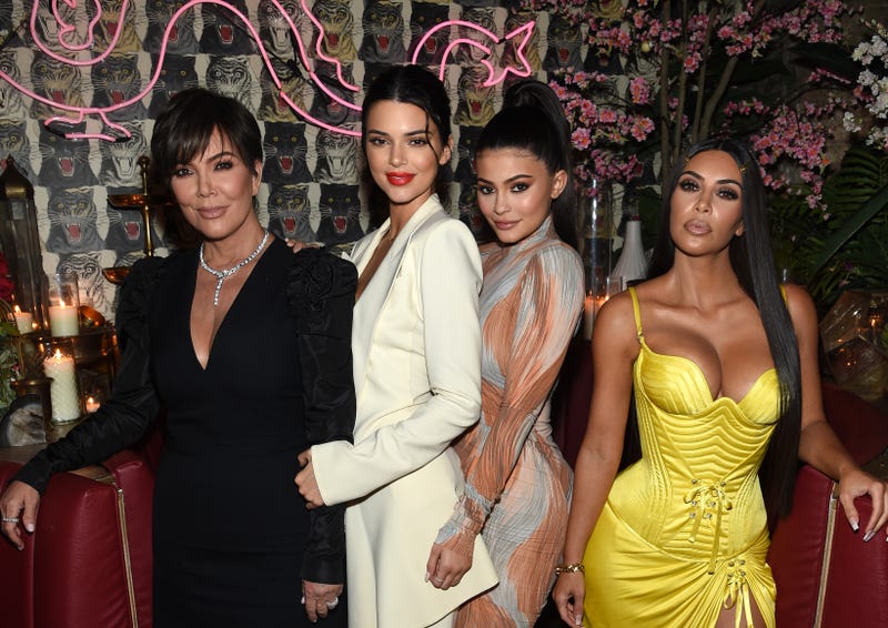 (L-R) Talent Manager, Jenner Communications, Kris Jenner, Model Kendall Jenner, Founder, Kylie Cosmetics Kylie Jenner, Founder, The Business of Fashion Imran Amed and Founder and CEO, KKW Kim Kardashian attends an intimate dinner hosted by The Business of Fashion to celebrate its latest special print edition 'The Age of Influence' at Peachy's/Chinese Tuxedo on May 8, 2018 in New York City.