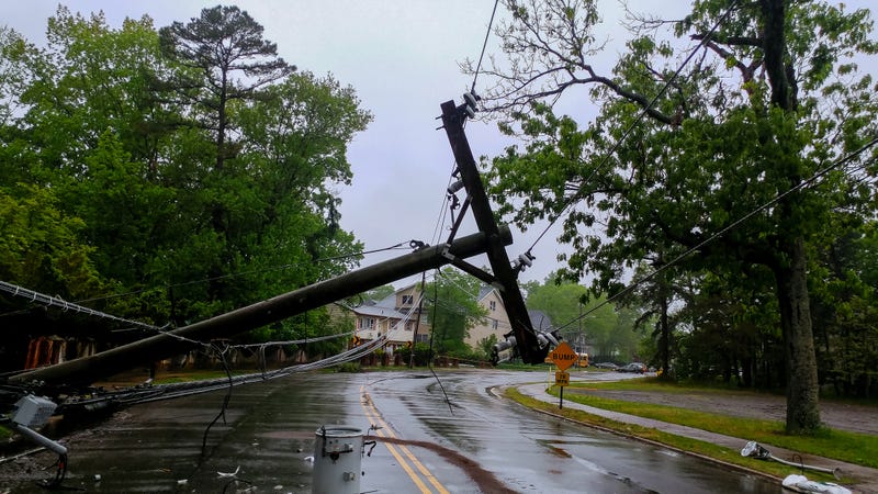 Downed power line from a storm.