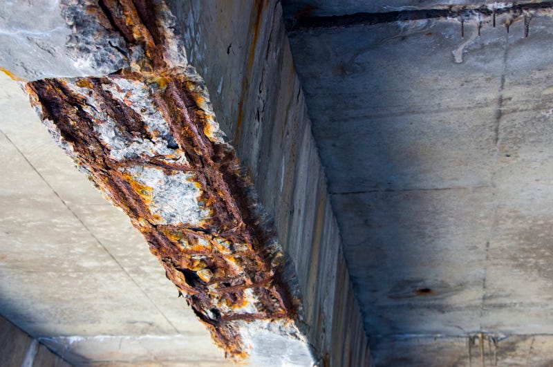 Rusted bridge support