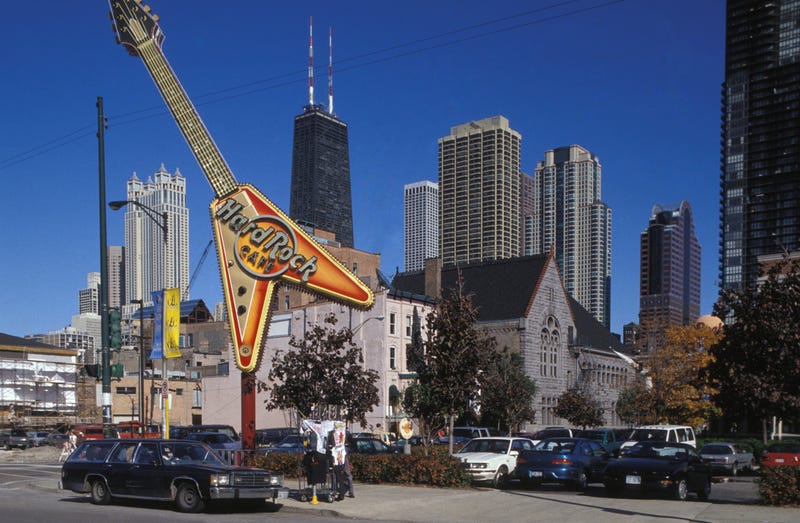 Hard Rock Cafe sign in Chicago