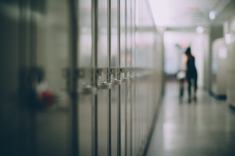lockers in school hallway