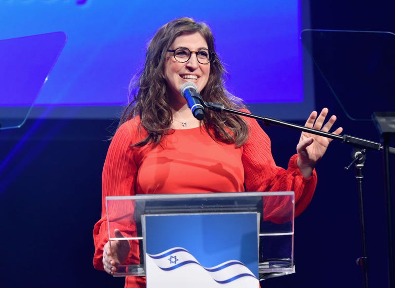 Mayim Bialik speaks onstage during the 70th Anniversary of Israel celebration in Los Angeles on Sunday, June 10, 2018