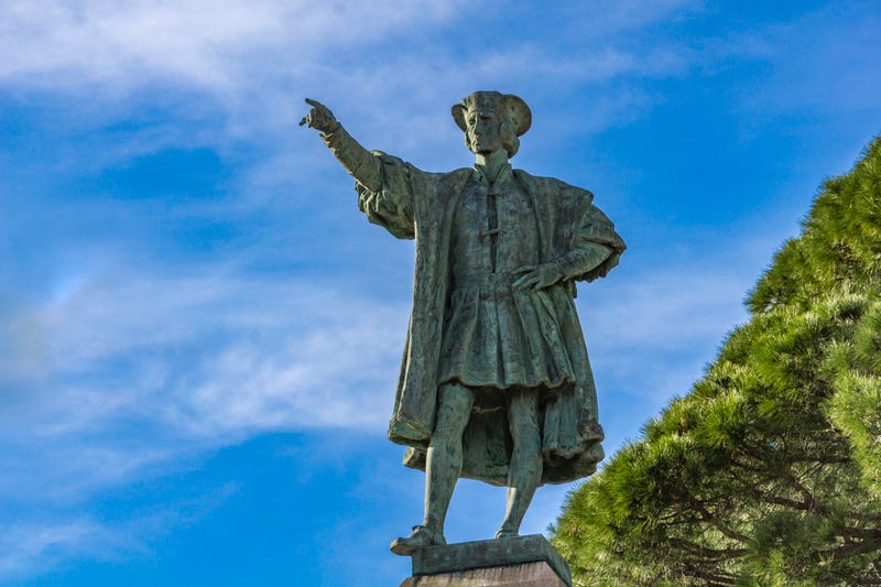 Detail from monument to Christopher Columbus in Rapallo, Italy