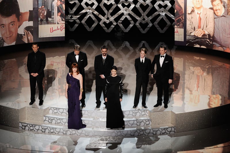 Actors (L-R) Jon Cryer, Molly Ringwald, Anthony Michael Hall, Judd Nelson, Ally Sheedy, Macaulay Culkin and Matthew Broderick present tribute to late director John Hughes onstage during the 82nd Annual Academy Awards held at Kodak Theatre on March 7, 2010 in Hollywood, California.