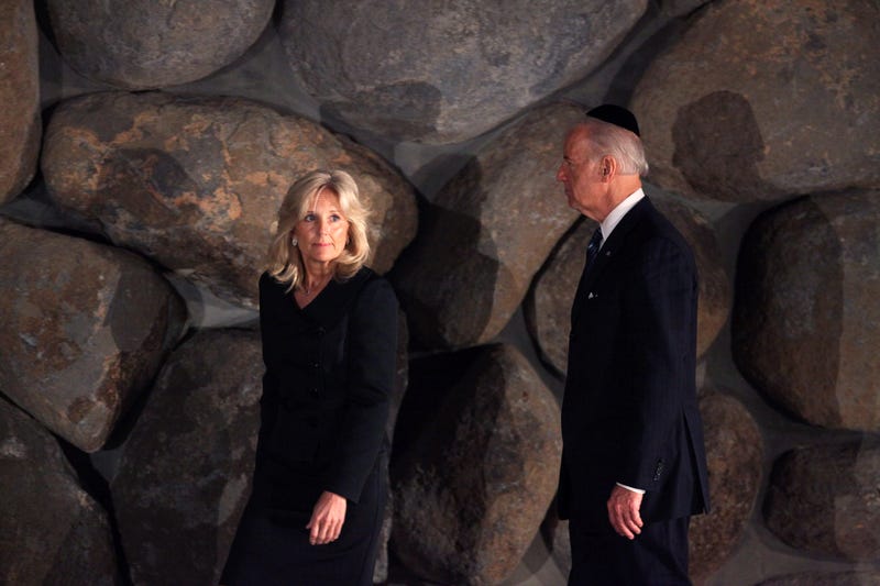 JERUSALEM - MARCH 9: US Vice-President Joe Biden and his wife, Dr. Jill Biden, walk into the Hall of Remembrances at the Yad Vashem Holocaust Memorial on March 9, 2010 in Jerusalem, Israel. This is the second day of the Biden's five-day trip to the region.