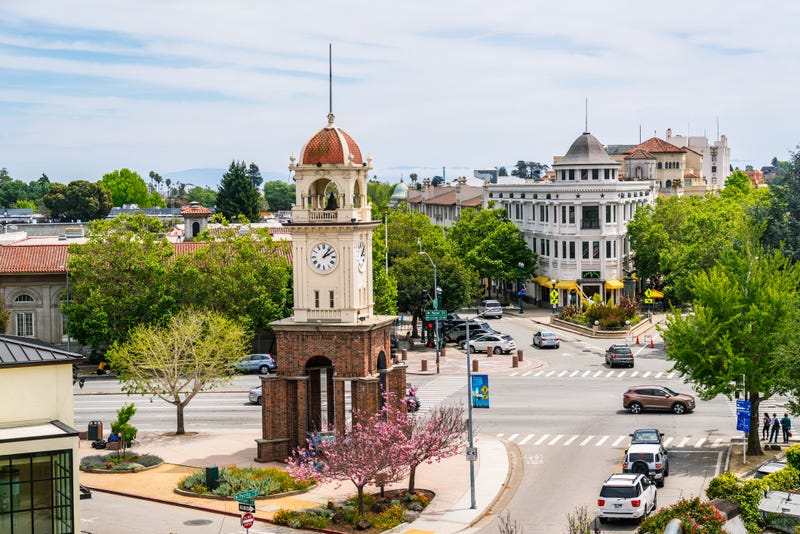 The clock tower in the city of Santa Cruz, California.