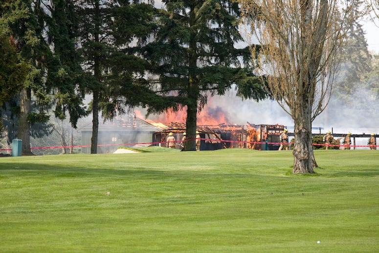 Fire on golf course