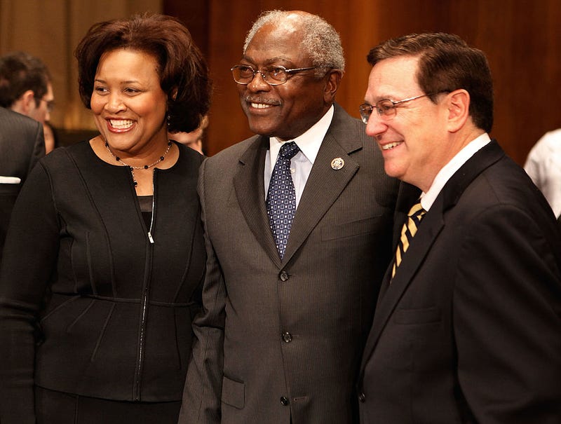 J. Michelle Childs (L) poses for photographs with Richard Gergel (R) and House Majority Whip Rep. James Clyburn (D-SC) before their confirmation hearing to be U.S. District Judges for the District of South Carolina April 16, 2010 in Washington, DC. Childs is undercinsideration to become a Supreme Court justice. (Photo by Chip Somodevilla/Getty Images)
