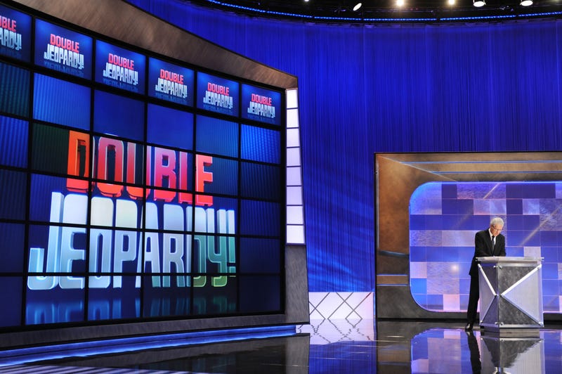 CULVER CITY, CA - APRIL 17: Game show host Alex Trebek rehearses his lines on the set of the "Jeopardy!" Million Dollar Celebrity Invitational Tournament Show Taping on April 17, 2010 in Culver City, California.