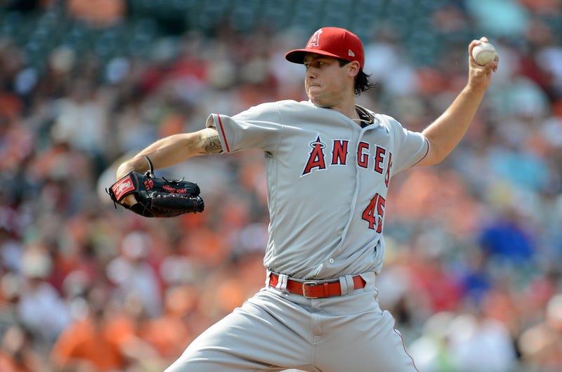 Tyler Skaggs #45 of the Los Angeles Angels pitches in the first inning against the Baltimore Orioles at Oriole Park at Camden Yards on June 30, 2018 in Baltimore, Maryland. 