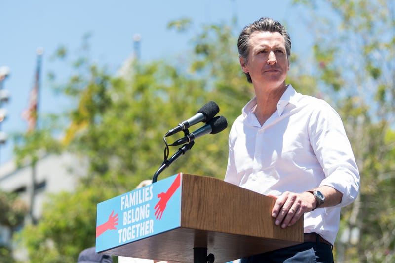 Gavin Newsom attends 'Families Belong Together - Freedom for Immigrants March Los Angeles' at Los Angeles City Hall on June 30, 2018 in Los Angeles, California.