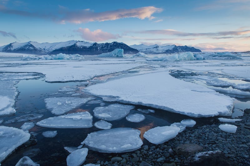 Arctic ice melting due to rising temperatures. 