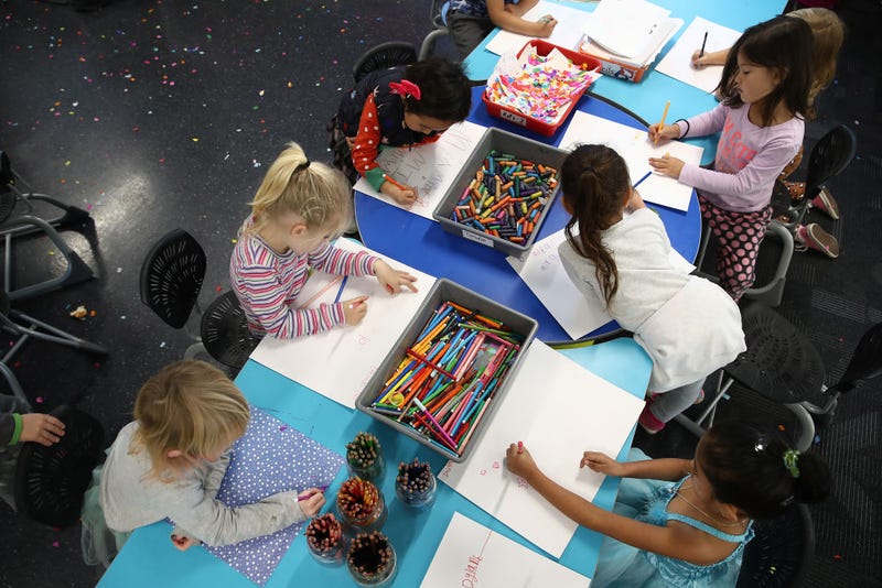 Children are pictured in a classroom after Education Minister Chris Hipkins announced a new primary school and more classrooms for existing schools in Auckland schools at Waterview Primary School on July 4, 2018 in Auckland, New Zealand.