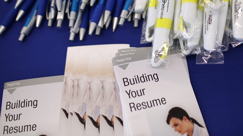 Free pens and resume building pamphlets are displayed during the Job Hunter's Boot Camp at College of San Mateo on June 7, 2011 in San Mateo, California. As the national unemployment rate sits at 9.1 percent, U.S. Rep. Jackie Speier (D-CA) hosted a Job Hunter's Boot Camp that attracted hundreds of job seekers.