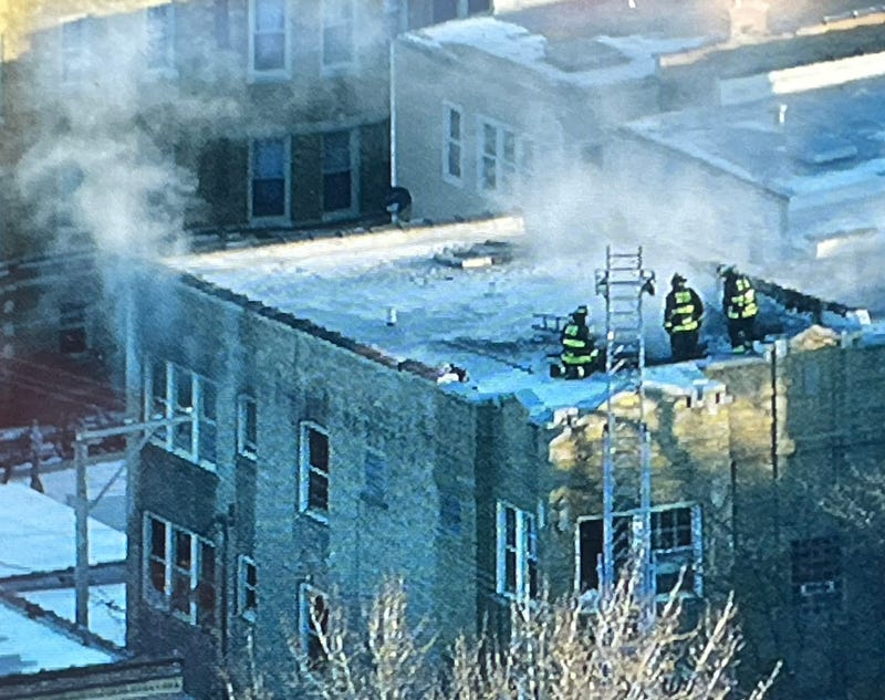 aerial shot of Ravenswood fire