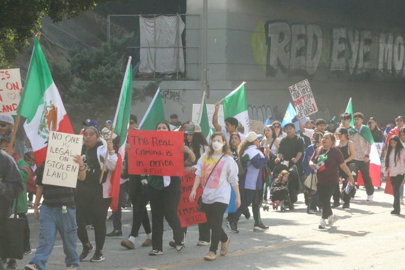 protesters with mexican flags