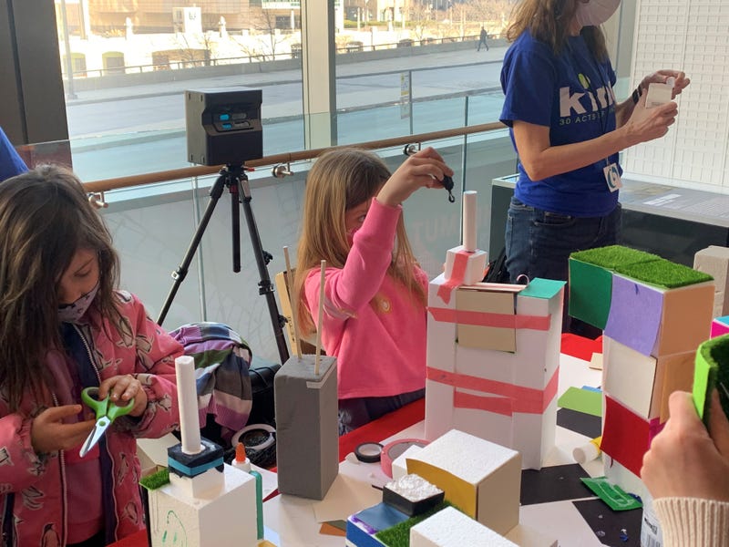 300 students construct skyscrapers from recycled materials for Girls Build event at Chicago Architecture Center